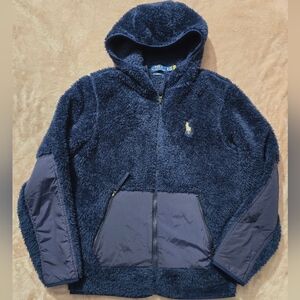 Polo Ralph Lauren Zip Fleece Hoodie Navy Fuzzy Size Xsmall